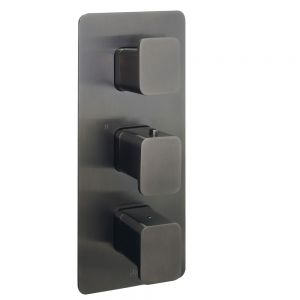 JTP HIX Brushed Black Vertical Three Outlet Thermostatic Shower Valve