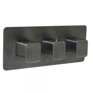 JTP HIX Brushed Black Horizontal Two Outlet Thermostatic Shower Valve