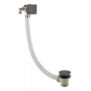 JTP HIX Brushed Black Overflow Bath Filler with Click Clack Waste