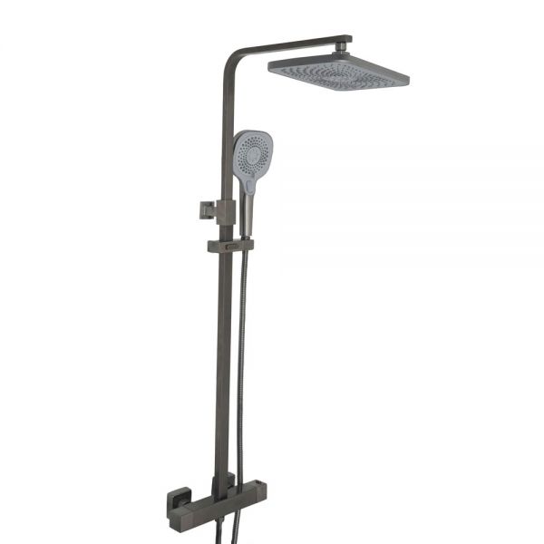 JTP HIX Brushed Black Thermostatic Exposed Bar Shower Valve Kit with Adjustable Riser