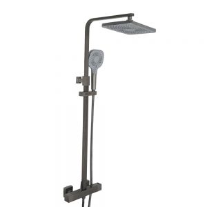 JTP HIX Brushed Black Thermostatic Exposed Bar Shower Valve Kit with Adjustable Riser