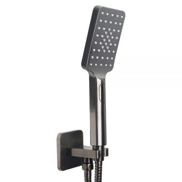 JTP HIX Brushed Black Square Shower Kit with Wall Outlet, Handset and Hose