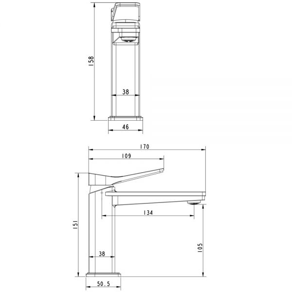 JTP HIX Matt Black Basin Mixer Tap #2