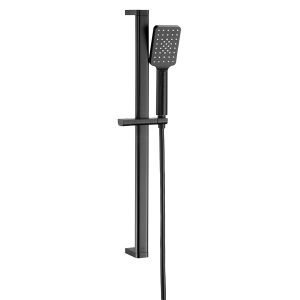 JTP HIX Matt Black Slide Rail Shower Kit with Square Handset and Hose