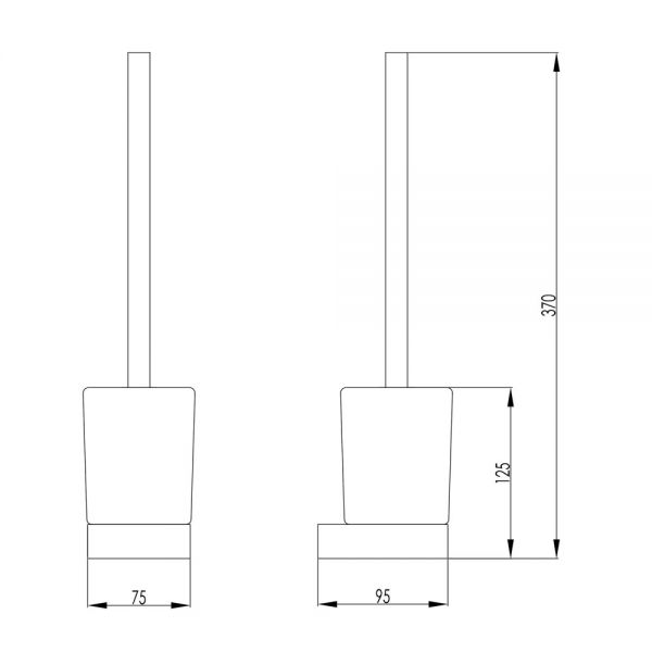 JTP HIX Matt Black Wall Mounted Toilet Brush Set #2
