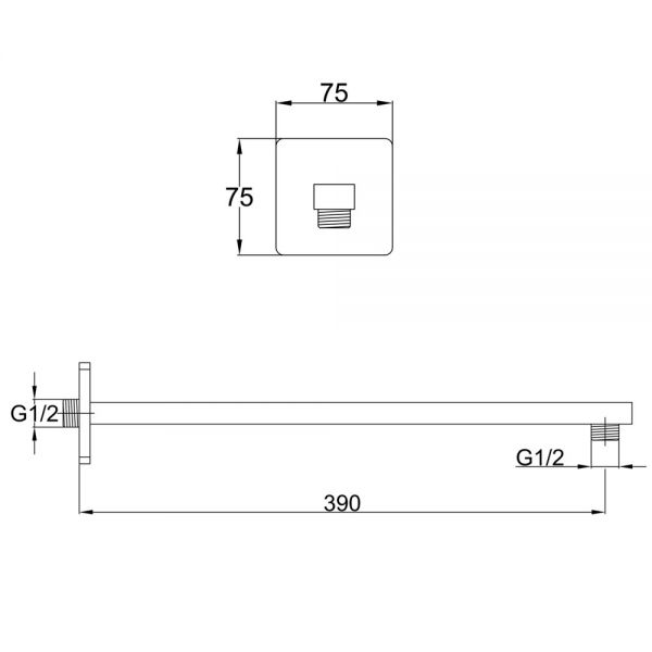 JTP HIX Matt Black 380mm Square Wall Mounted Shower Arm #2