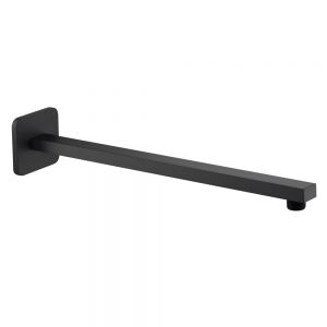 JTP HIX Matt Black 380mm Square Wall Mounted Shower Arm