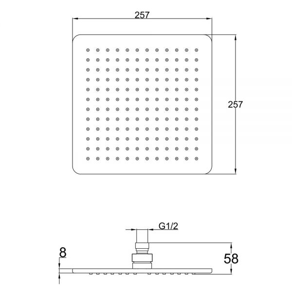 JTP HIX Matt Black 250mm Square Shower Head #2
