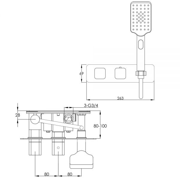 JTP HIX Matt Black Two Outlet Thermostatic Shower Valve with Handset Kit #2
