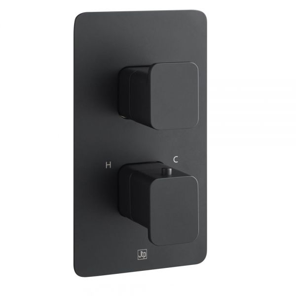 JTP HIX Matt Black Two Outlet Thermostatic Shower Valve