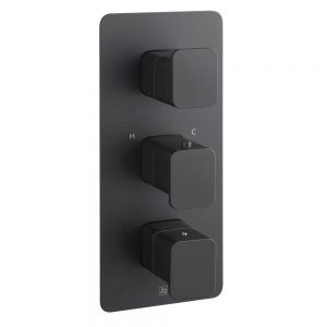JTP HIX Matt Black Vertical Three Outlet Thermostatic Shower Valve
