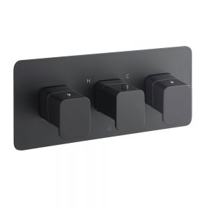 JTP HIX Matt Black Horizontal Two Outlet Thermostatic Shower Valve
