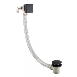 JTP HIX Matt Black Overflow Bath Filler with Click Clack Waste