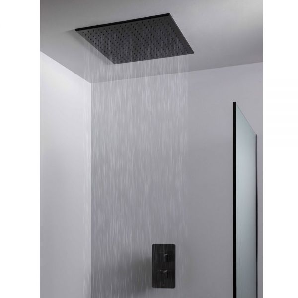 JTP HIX Matt Black 400mm Square Ceiling Mounted Shower Head #3