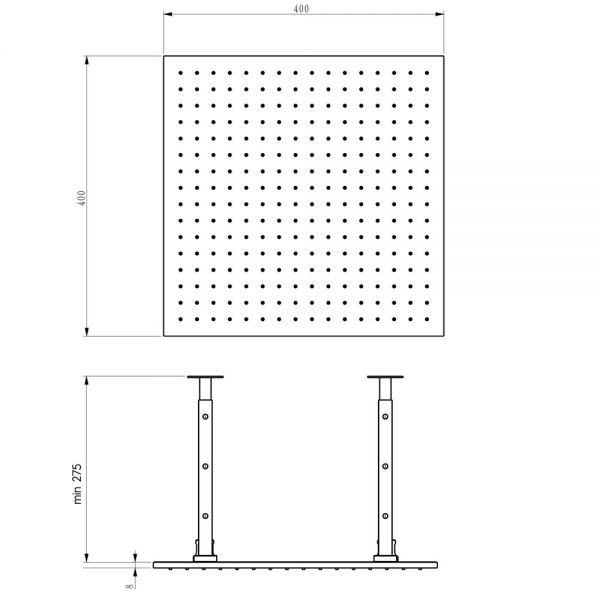 JTP HIX Matt Black 400mm Square Ceiling Mounted Shower Head #2