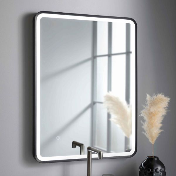 JTP HIX Matt Black Rectangular LED Bathroom Mirror 600 x 800mm #2
