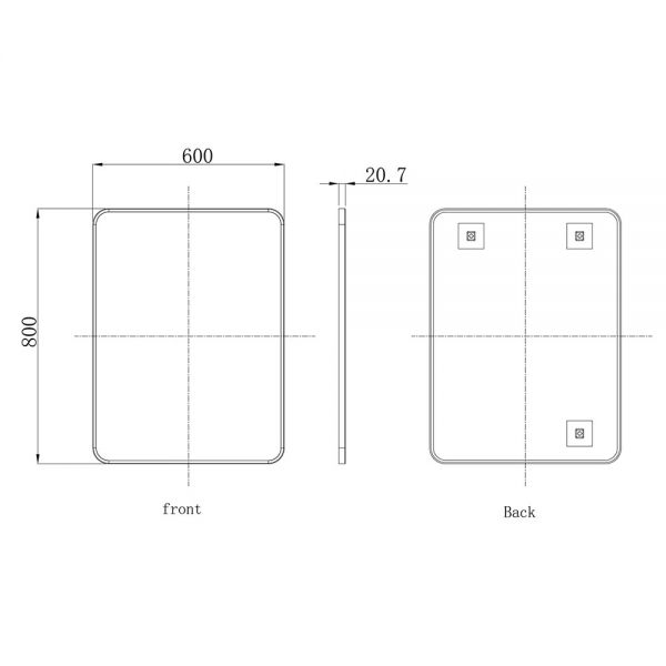 JTP Hix Matt Black Rectangular Bathroom Mirror 600 x 800mm #2