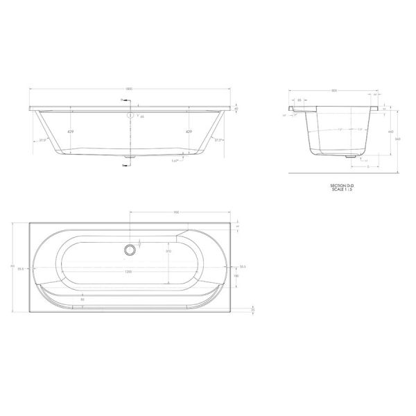 Eastbrook Biscay 1800 x 800 Double Ended Bath #3