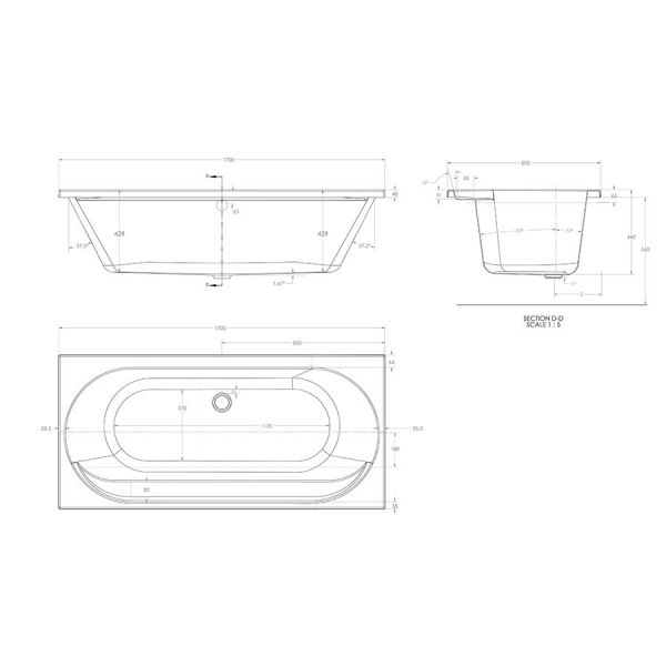 Eastbrook Biscay 1700 x 800 Double Ended Bath #3