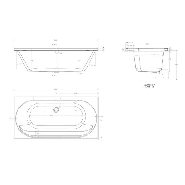 Eastbrook Biscay 1600 x 800 Double Ended Bath #2