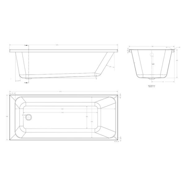Eastbrook Beauforte Reinforced Malin 1675 x 700 Single Ended Bath #3