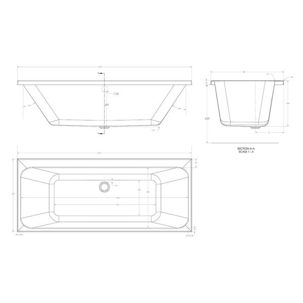 Eastbrook Beauforte Reinforced Malin 1675 x 700 Double Ended Bath #3