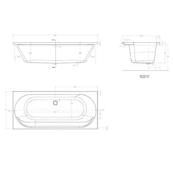 Eastbrook Beauforte Reinforced Biscay 1800 x 800 Double Ended Bath #3