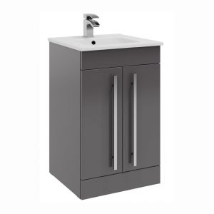 Kartell Purity 500 Storm Grey Gloss Floor Standing Vanity Unit and Basin