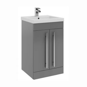 Kartell Purity 500 Storm Grey Gloss Floor Standing Vanity Unit and Mid Depth Basin