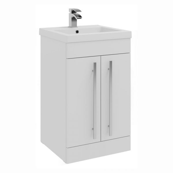 Kartell Purity 500 White Floor Standing Vanity Unit and Mid Depth Basin