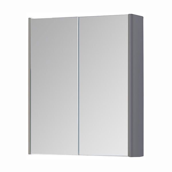 Kartell Options 500 x 600 Basalt Grey Double Door Mirrored Bathroom Cabinet