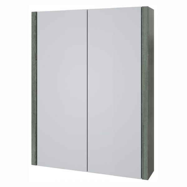Kartell City 500 x 650 Grey Ash Double Door Mirrored Bathroom Cabinet
