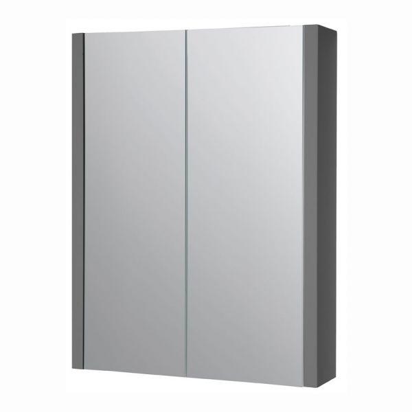 Kartell City 500 x 650 Storm Grey Gloss Double Door Mirrored Bathroom Cabinet