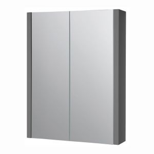 Kartell City 500 x 650 Storm Grey Gloss Double Door Mirrored Bathroom Cabinet