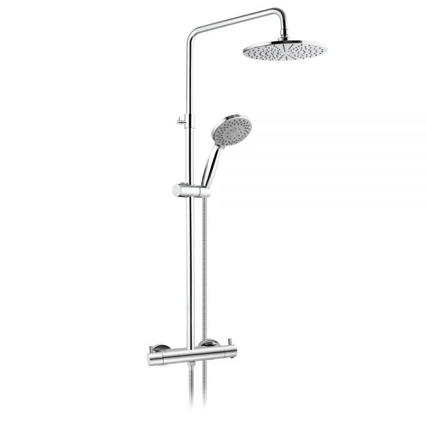 JTP Florence Chrome Thermostatic Exposed Bar Shower Valve Kit with Adjustable Riser