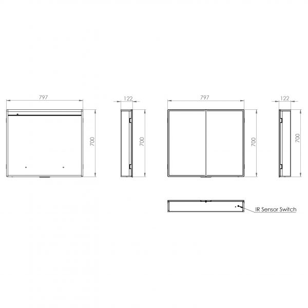 HIB Isoe 80 LED Double Door Mirrored Bathroom 54400