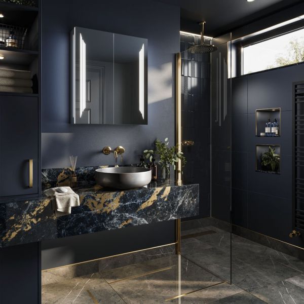 HIB Dimension 60 LED Bluetooth Mirrored Double Door Bathroom