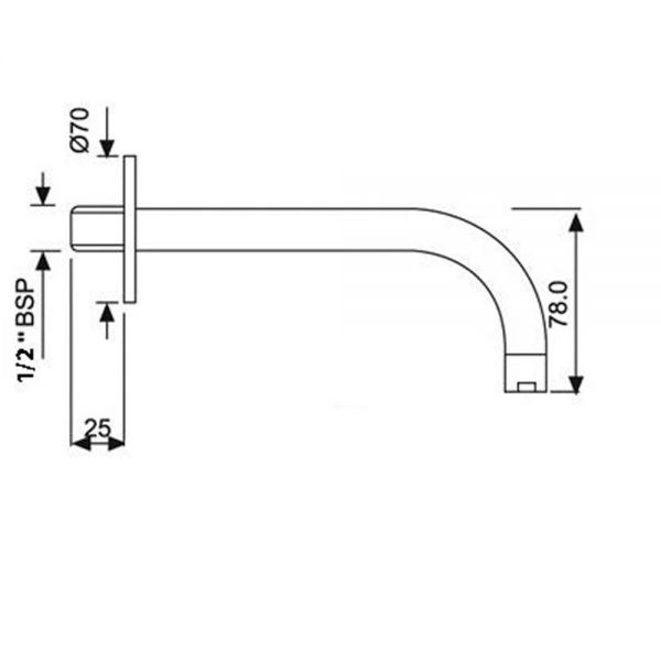 JTP Florence Chrome Wall Mounted Bath Spout 240mm #2