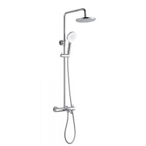 JTP Florence Chrome Thermostatic Exposed Bar Shower Valve Kit with Adjustable Riser and Bath Spout