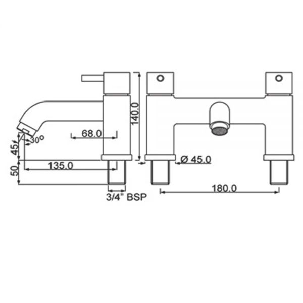 JTP Florence Chrome Deck Mounted Bath Filler Tap #2