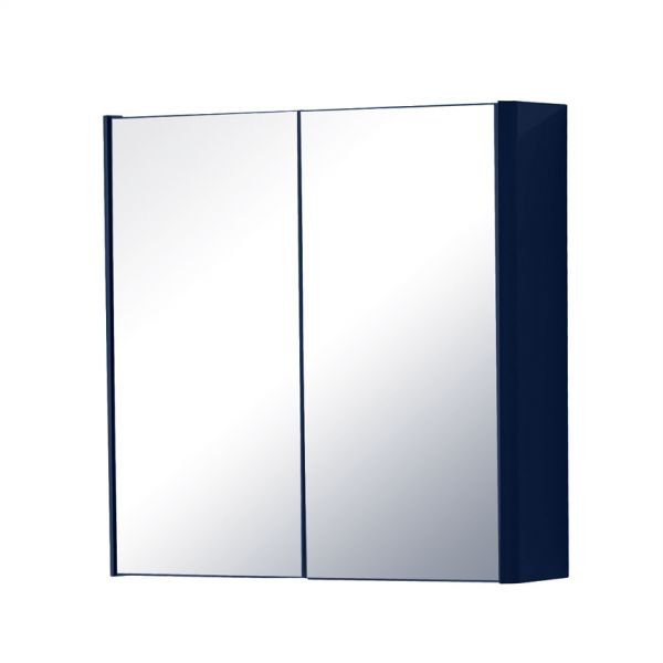 Kartell Cayo 600 x 600 Matt Blue Double Door Mirrored Bathroom Cabinet