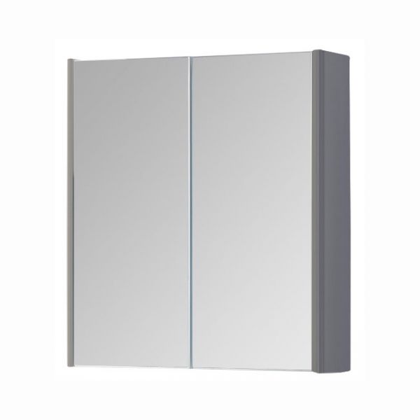 Kartell Options 600 x 600 Basalt Grey Double Door Mirrored Bathroom Cabinet