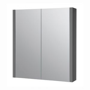Kartell City 600 x 650 Storm Grey Gloss Double Door Mirrored Bathroom Cabinet
