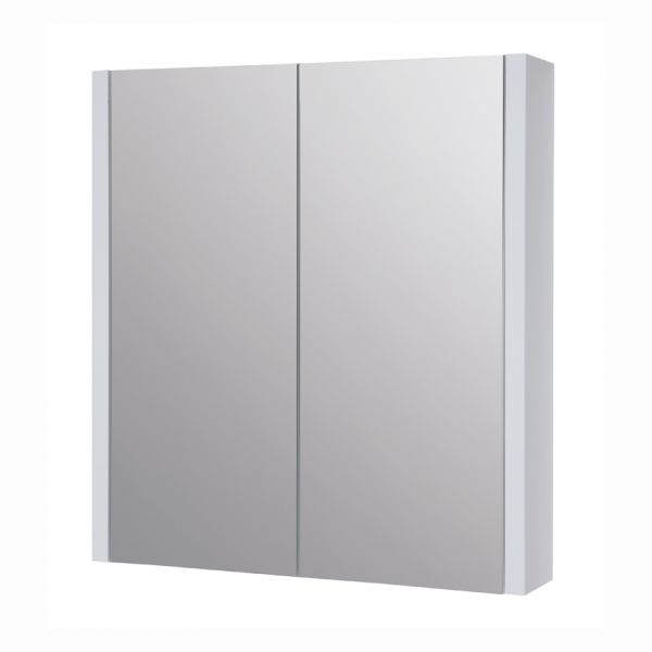 Kartell City 600 x 650 Gloss White Double Door Mirrored Bathroom Cabinet