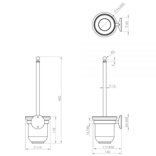 Miller Stockholm Wall Mounted Toilet Brush Set 628C #2