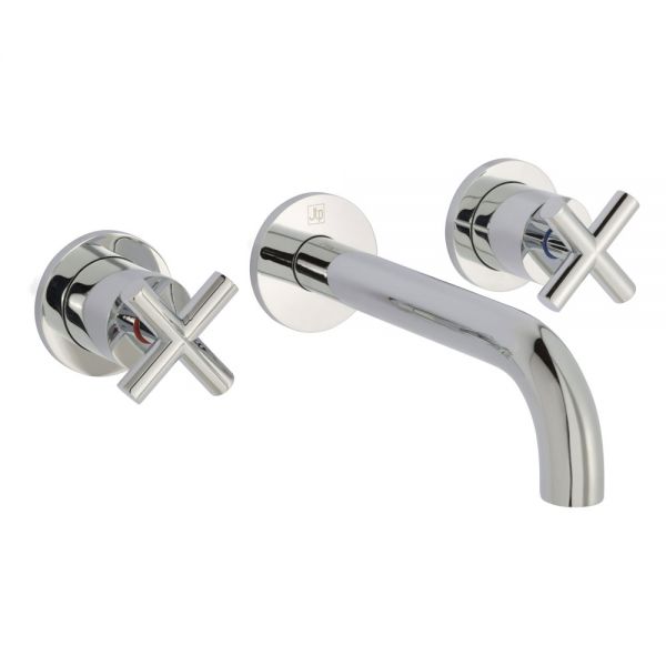 JTP Solex Chrome 3 Hole Wall Mounted Basin Mixer Tap