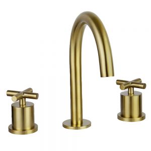 JTP Solex Brushed Brass 3 Hole Basin Mixer Tap