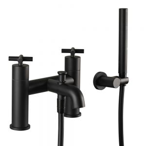 JTP Solex Matt Black Deck Mounted Bath Shower Mixer Tap