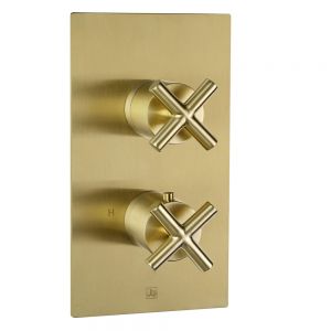 JTP Solex Brushed Brass Two Outlet Thermostatic Shower Valve