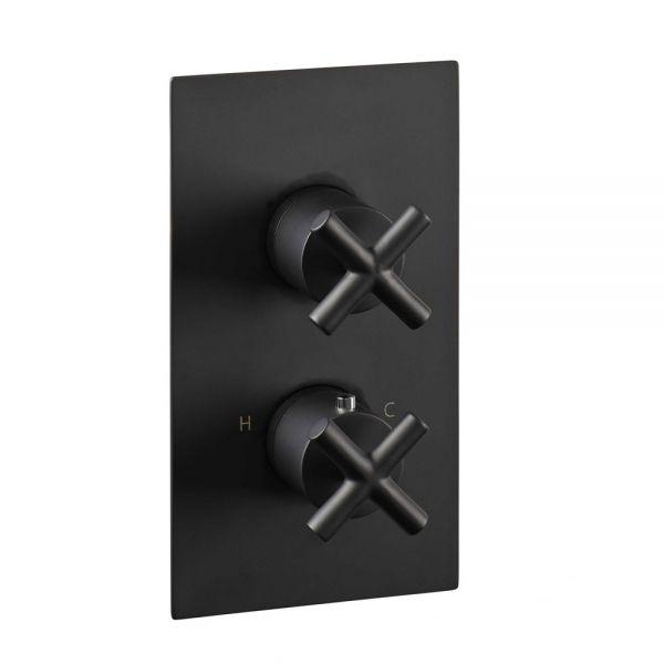 JTP Solex Matt Black Two Outlet Thermostatic Shower Valve
